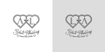 des lettres Al et la mariage l'amour logo, pour des couples avec une et l initiales vecteur