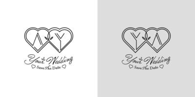 des lettres oui et toi mariage l'amour logo, pour des couples avec une et y initiales vecteur