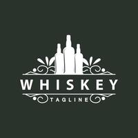 whisky logo conception vieux boisson bouteille Facile style rétro ancien bar restaurant modèle illustration vecteur