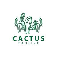 vert plante cactus logo conception avec désert plante symbole illustration vecteur icône modèle