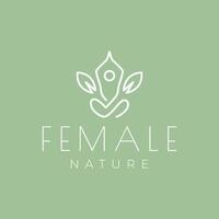 gens assise yoga pose bien-être Naturel feuille relaxant âme minimaliste ligne style moderne Facile logo conception vecteur icône illustration