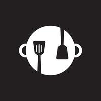 cuisine la poêle spatule cuisine moderne minimal logo conception vecteur icône illustration