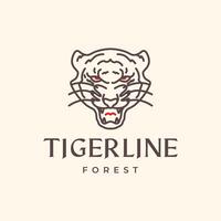 tête tigre portrait rugir faune bête carnivore lignes style Facile minimal branché logo conception vecteur icône illustration