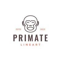 singe primate portrait Facile mascotte dessin animé ligne minimal branché logo conception vecteur icône illustration