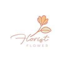 Marguerite fleur féminin fleuriste botanique ligne style coloré moderne logo conception vecteur icône illustration