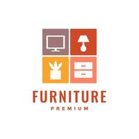 intérieur meubles ensemble décoratif coloré moderne logo conception vecteur icône illustration