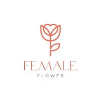 fleur Rose l'amour plante ligne style Facile féminin beauté fleuriste botanique logo conception vecteur icône illustration