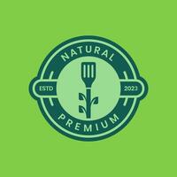 Naturel cuisine spatule cuisine feuilles plante légume cercle badge moderne coloré logo conception vecteur icône illustration