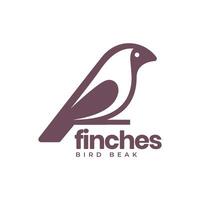 pinsons oiseau perché branche arbre moderne Facile plat mascotte logo conception vecteur icône illustration