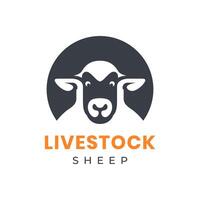 visage portrait mouton la laine cercle bétail bétail moderne forme minimal mascotte personnage plat nettoyer logo conception vecteur icône illustration