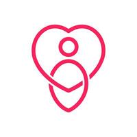 l'amour cœur forme ligne moderne minimal géométrique Facile avec gens nettoyer plat logo conception vecteur icône illustration