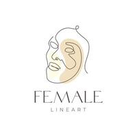 beauté visage femmes ligne art coloré abstrait pour mur Cadre décoration mascotte logo conception vecteur icône illustration