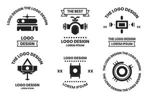 Sécurité caméra logo dans moderne minimal vecteur