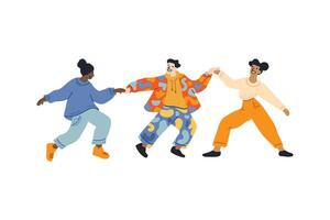 une groupe de gens dansant ensemble plat illustration style vecteur