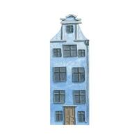 aquarelle illustration de le maison de le vieux européen ville. isolé. bleu. pour décoration vecteur