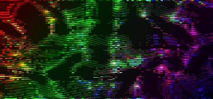 vecteur abstrait embrasé pixel vagues modèle . moderne graphique modèle avec électrique mouvement formes. foncé disco fête atmosphère. futuriste lueur Contexte avec néon lumières.