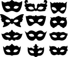 ensemble de différents mascarade masque silhouette vecteur illustration