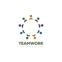 création de logo de communauté de personnes de travail d'équipe vecteur