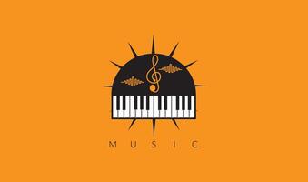 piano clés vecteur plat noir et Jaune logo emblème, piano clavier affiche, la musique leçon symbole isolé sur gris Remarques Contexte