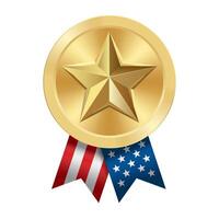 d'or prix sport médaille avec Etats-Unis rubans et étoile vecteur