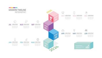 affaires étape chronologie infographie boîte modèle. moderne Étape importante élément chronologie diagramme calendrier et 4 trimestre les sujets, vecteur infographies.