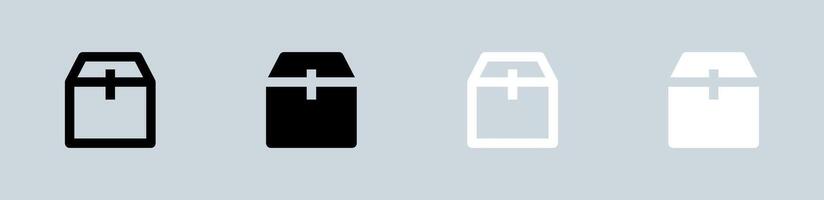 icône de paquet en noir et blanc. illustration vectorielle de signes de boîte d'expédition. vecteur