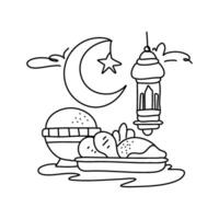 islamique Ramadan nourriture lune imprimable art minimaliste Accueil décor affiche vecteur
