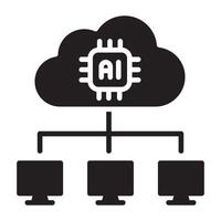 nuage Les données ai avec ordinateur icône. vecteur