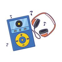 illustration de mp3 joueur avec casque de musique vecteur