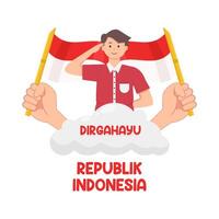 illustration de dirgahayu republik Indonésie vecteur