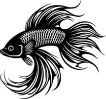 betta poisson, noir et blanc vecteur illustration