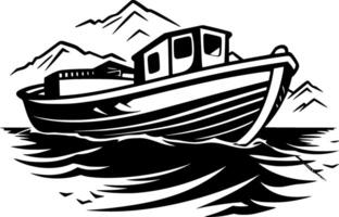 bateau - noir et blanc isolé icône - vecteur illustration