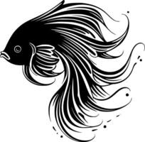 poisson - noir et blanc isolé icône - vecteur illustration