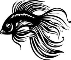 poisson - noir et blanc isolé icône - vecteur illustration