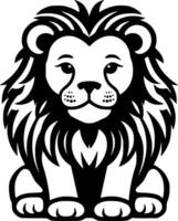 Lion bébé - noir et blanc isolé icône - vecteur illustration