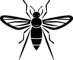 moustique - noir et blanc isolé icône - vecteur illustration