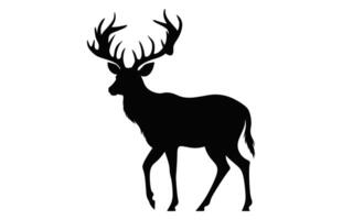 cerf silhouette noir vecteur, cerf ramure clipart isolé sur une blanc Contexte vecteur