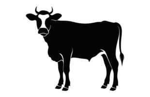 vache silhouette noir vecteur isolé sur une blanc Contexte