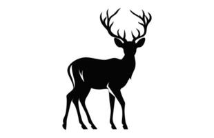 cerf noir silhouette vecteur isolé sur une blanc arrière-plan, cerf ramure clipart