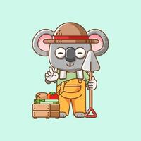 mignonne koala Les agriculteurs récolte fruit et des légumes dessin animé animal personnage mascotte icône plat style illustration concept vecteur