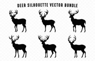 cerf silhouettes vecteur empaqueter, cerf ramure silhouette noir clipart ensemble