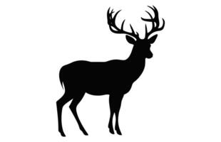 cerf silhouette vecteur isolé sur une blanc arrière-plan, cerf ramure noir clipart