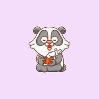 mignonne Panda se détendre avec une tasse de café dessin animé animal personnage mascotte icône plat style illustration concept vecteur