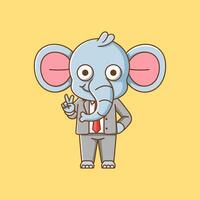 mignonne l'éléphant homme d'affaire costume Bureau ouvriers dessin animé animal personnage mascotte icône plat style illustration concept vecteur