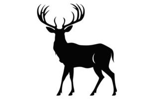 cerf silhouette vecteur isolé sur une blanc arrière-plan, cerf ramure noir clipart