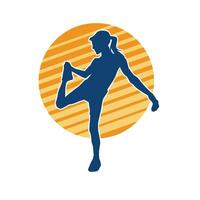 silhouette de svelte femelle Faire exercer. silhouette de une sportif femme Faire Gym faire des exercices pose. vecteur