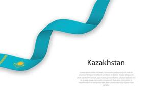 agitant ruban avec drapeau de kazakhstan vecteur