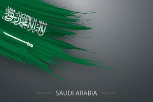 3d grunge brosse accident vasculaire cérébral drapeau de saoudien Saoudite vecteur