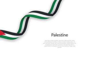 agitant ruban avec drapeau de Palestine vecteur