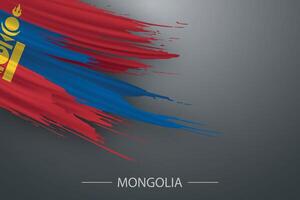 3d grunge brosse accident vasculaire cérébral drapeau de Mongolie vecteur